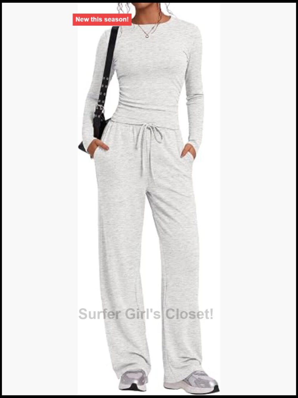 Women's 2 Piece Wide Leg Pants Lounge Set Long Sleeve Top